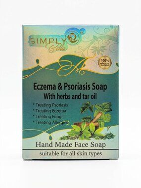 Simply Bella Eczema & Psoriasis Soap Herbs Tar Oil Hand Made Face Soap 100g NIB